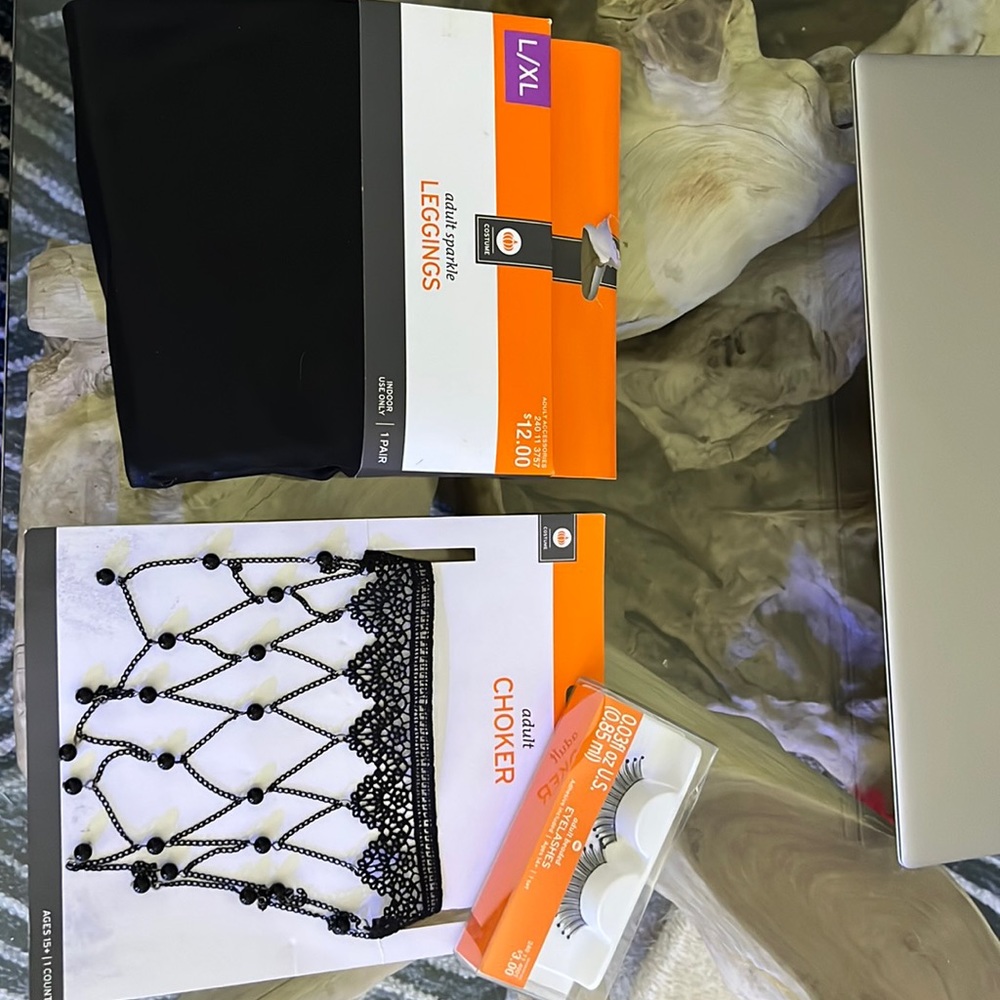 Halloween costume bundle new, never used leggings choker and lashes